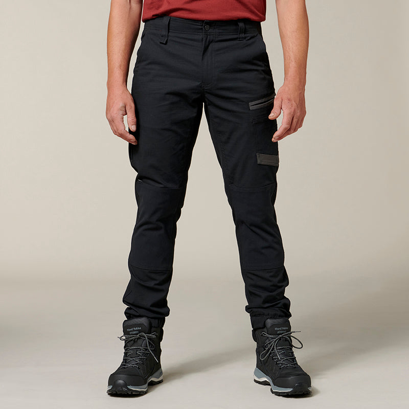 Hard Yakka Men's Raptor Active Cuffed Work Trousers in Black | Men's Black Work Trousers
