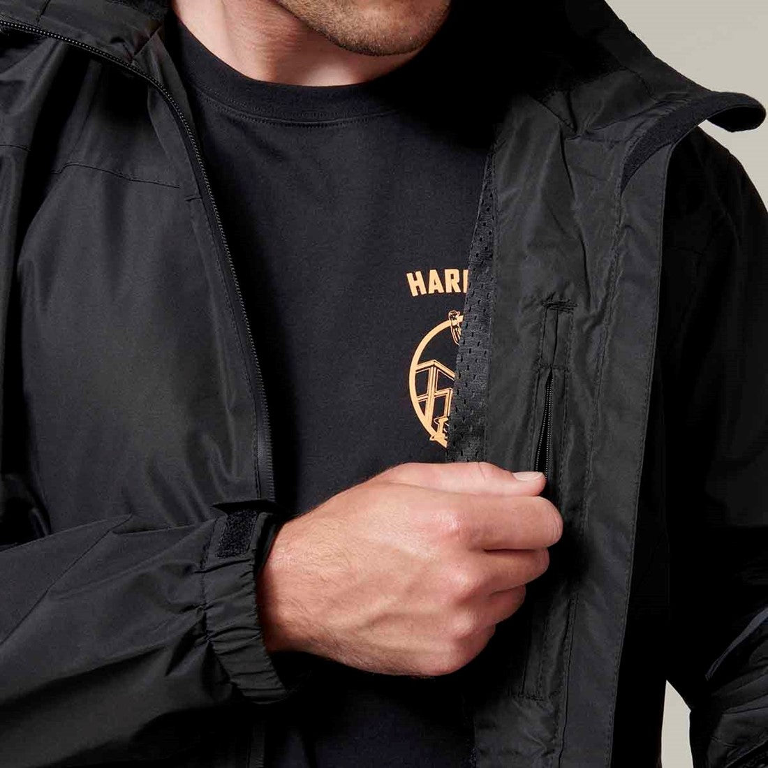 Hard Yakka Men's Orbit Waterproof Jacket Black