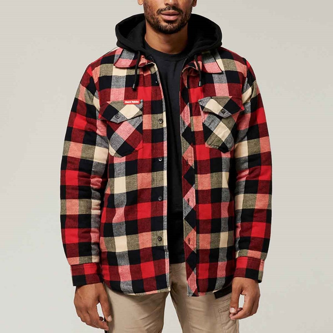 Hard Yakka Men's Quilted Shacket Red