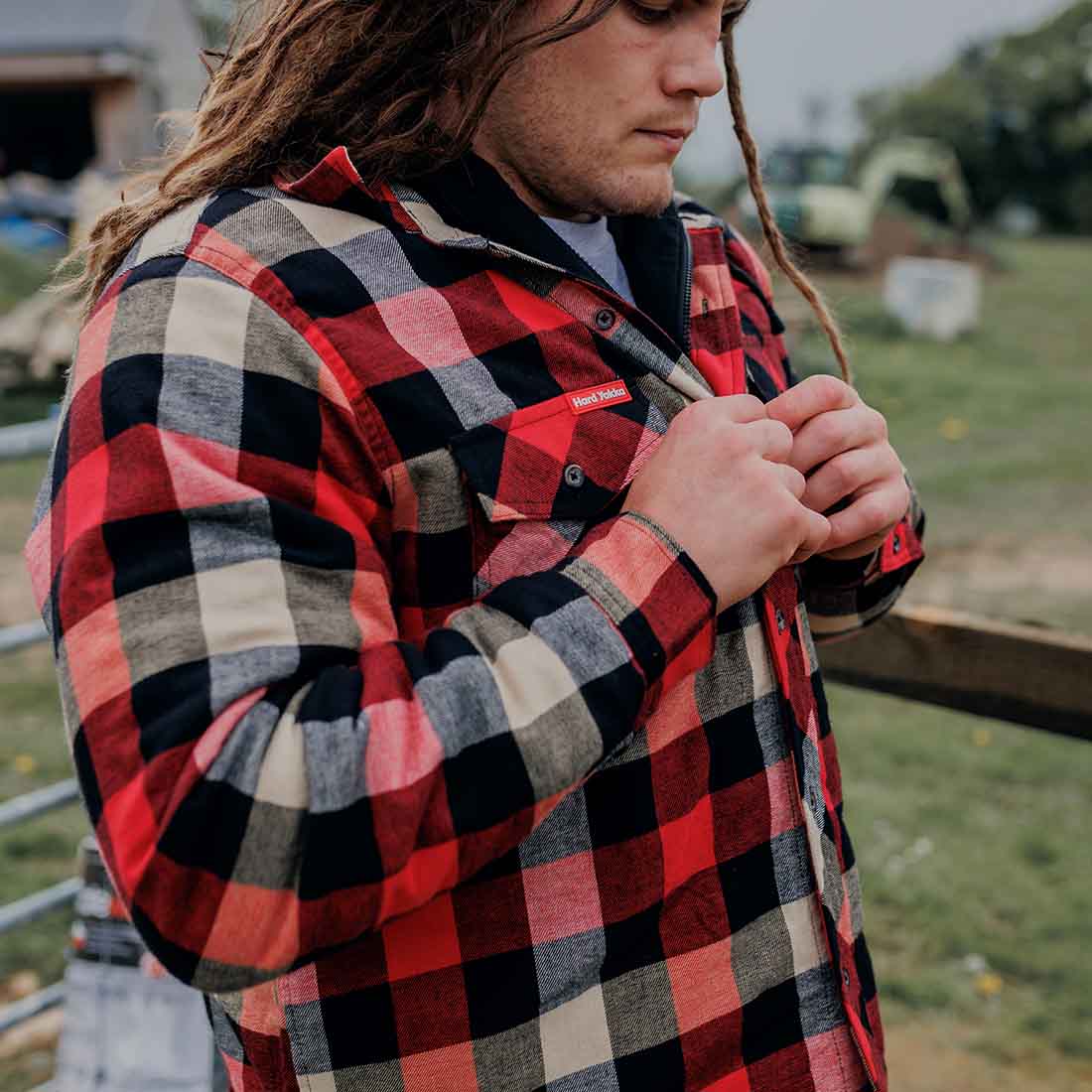Hard Yakka Red Quilted Shacket | Men&