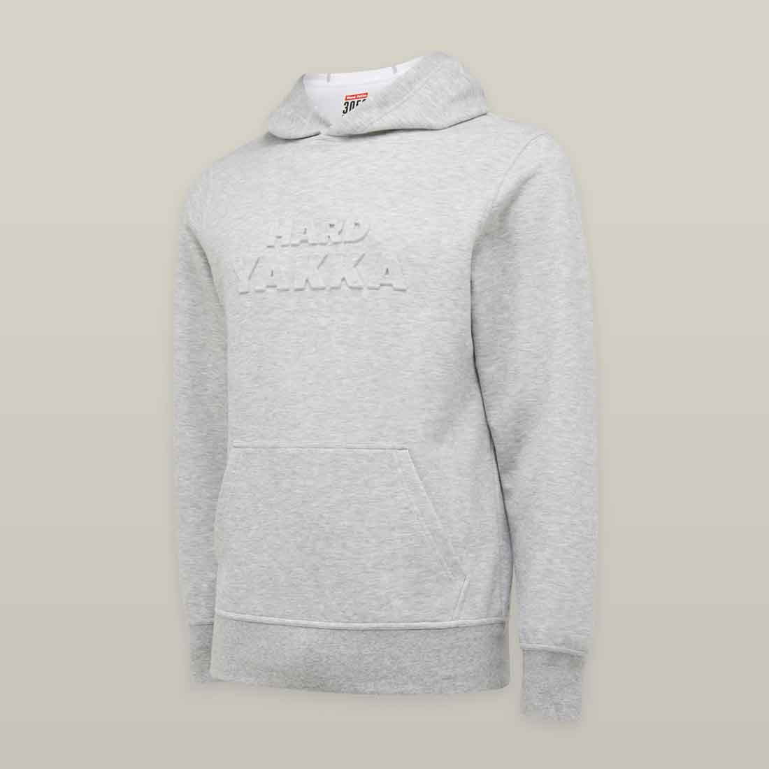 Hard Yakka Men's Embossed Pullover Hoodie in Light Grey | Men's Grey Hoodies