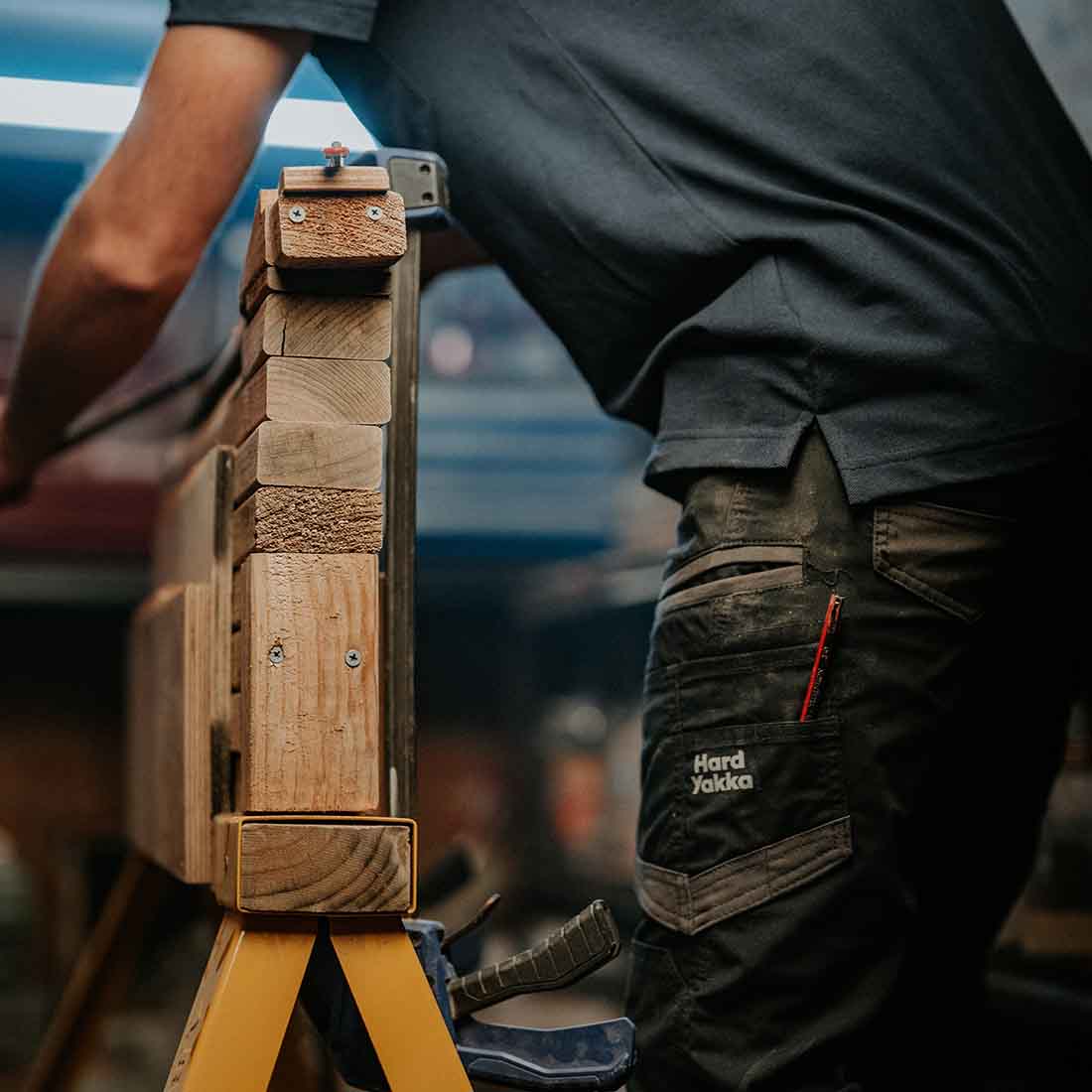 Hard Yakka Men's Raptor Active Cuffed Work Trousers Black