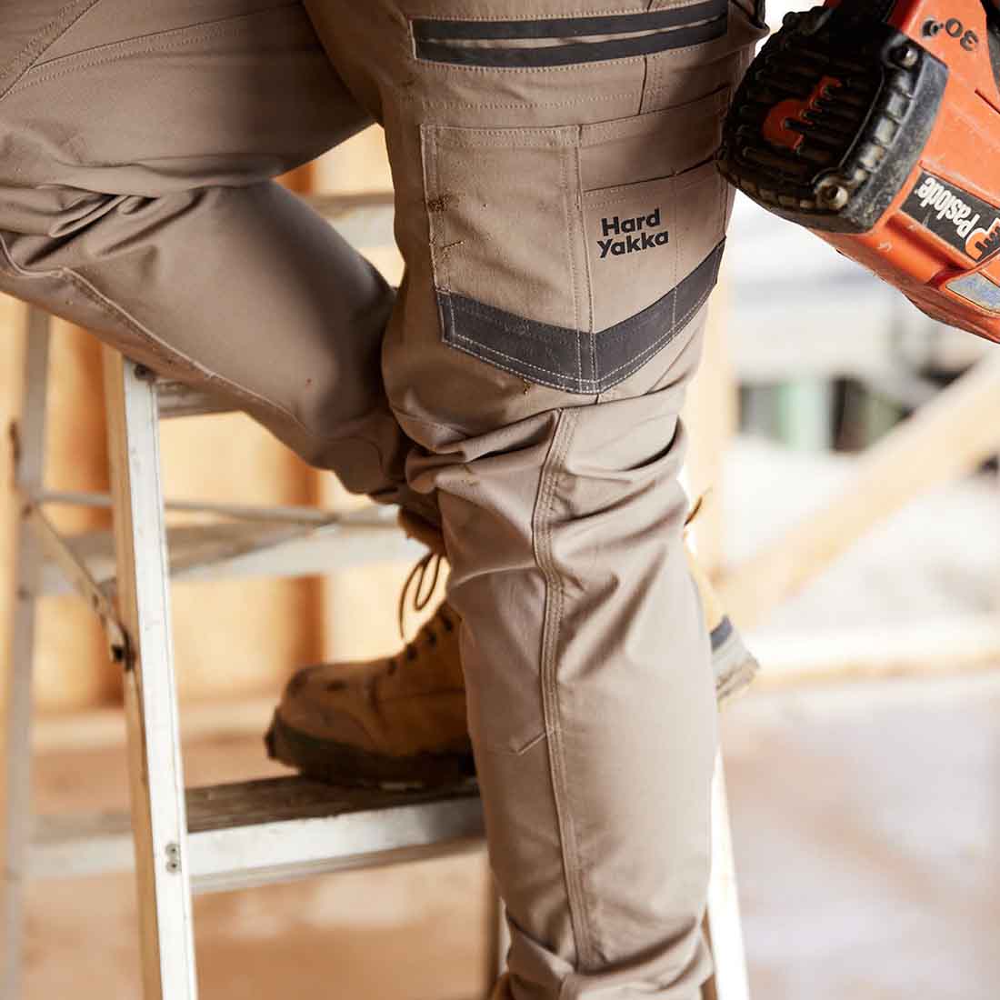 Hard Yakka Men's Raptor Active Cuffed Work Trousers in Desert | Men's Beige Work Trousers