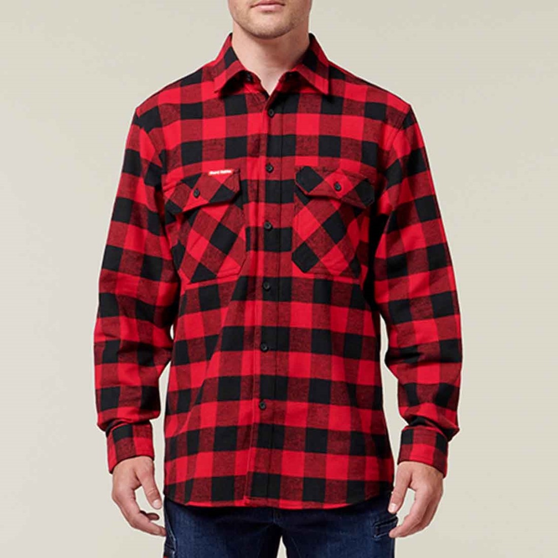 Hard Yakka Men's Check Flannel Shirt Red