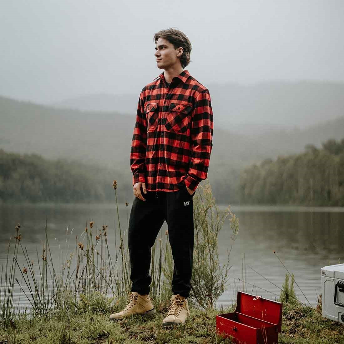 Hard Yakka Men's Check Flannel Shirt Red