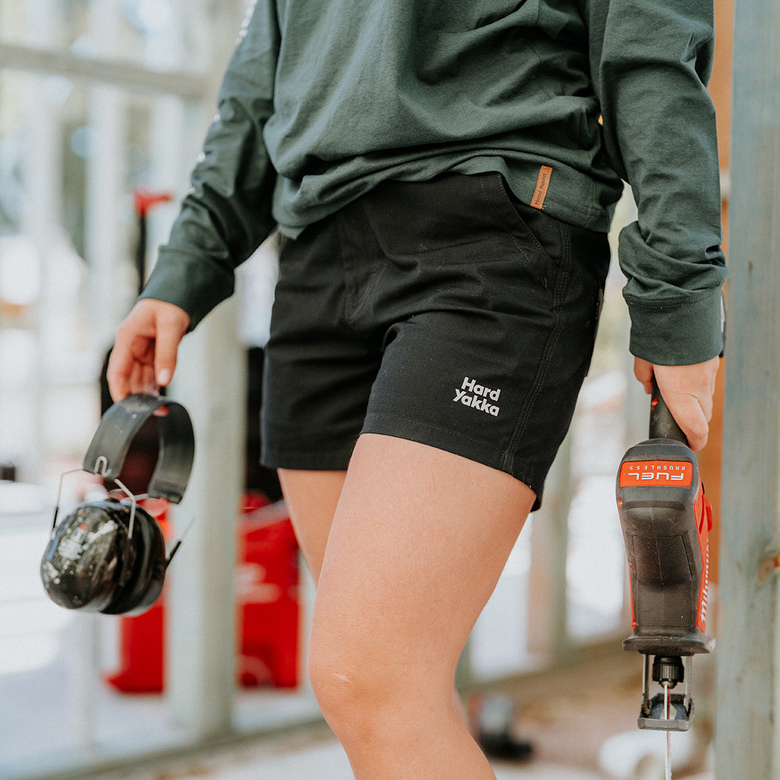 Hard Yakka Raptor Active Women's Work Shorts in Black