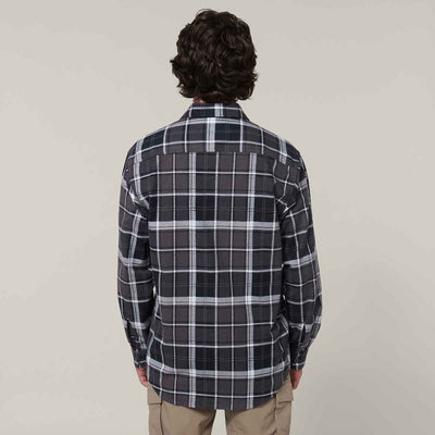 Hard Yakka Men's Lightweight Check Flannel Shirt Charcoal
