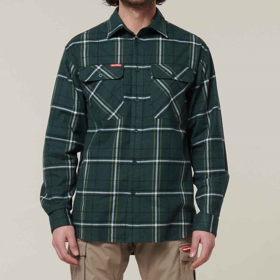 Hard Yakka Men's Lightweight Check Flannel Shirt Green