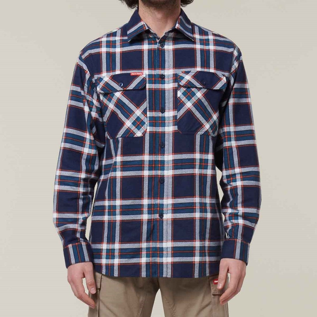 Hard Yakka Men's Lightweight Check Flannel Shirt Navy