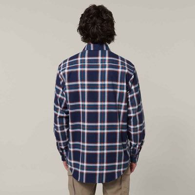 Hard Yakka Men's Lightweight Check Flannel Shirt Navy
