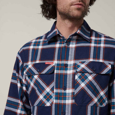 Hard Yakka Men's Lightweight Check Flannel Shirt Navy