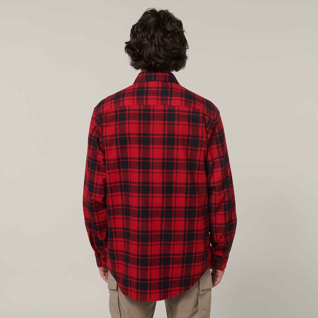 Hard Yakka Men's Lightweight Check Flannel Shirt Red