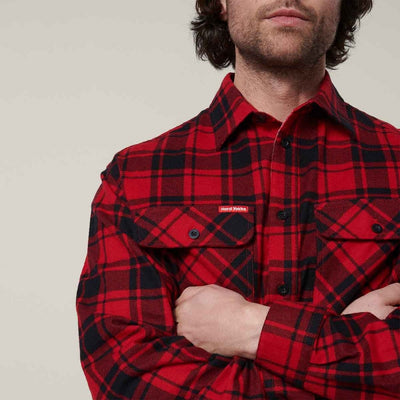 Hard Yakka Men's Lightweight Check Flannel Shirt Red