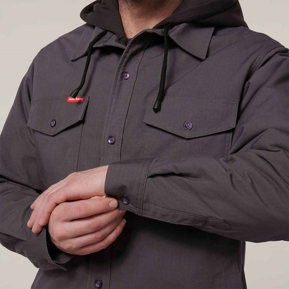 Hard Yakka Men's Quilted Solid Shacket Charcoal