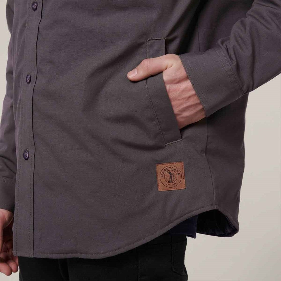 Hard Yakka Men's Quilted Solid Shacket Charcoal