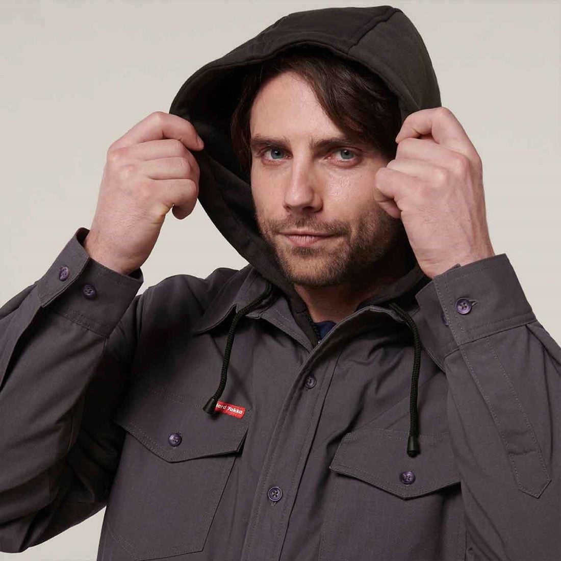 Hard Yakka Men's Quilted Solid Shacket Charcoal