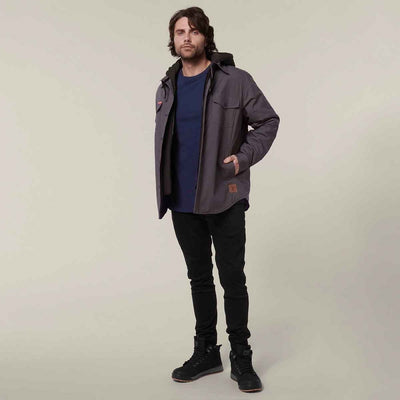 Hard Yakka Men's Quilted Solid Shacket Charcoal