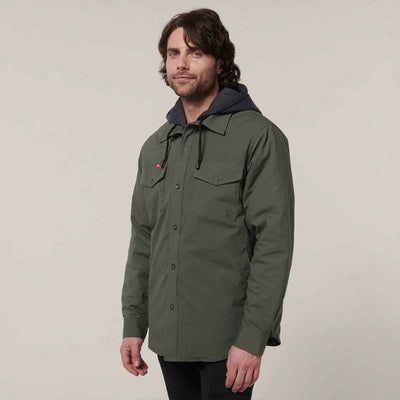Hard Yakka Men's Quilted Solid Shacket Military Green