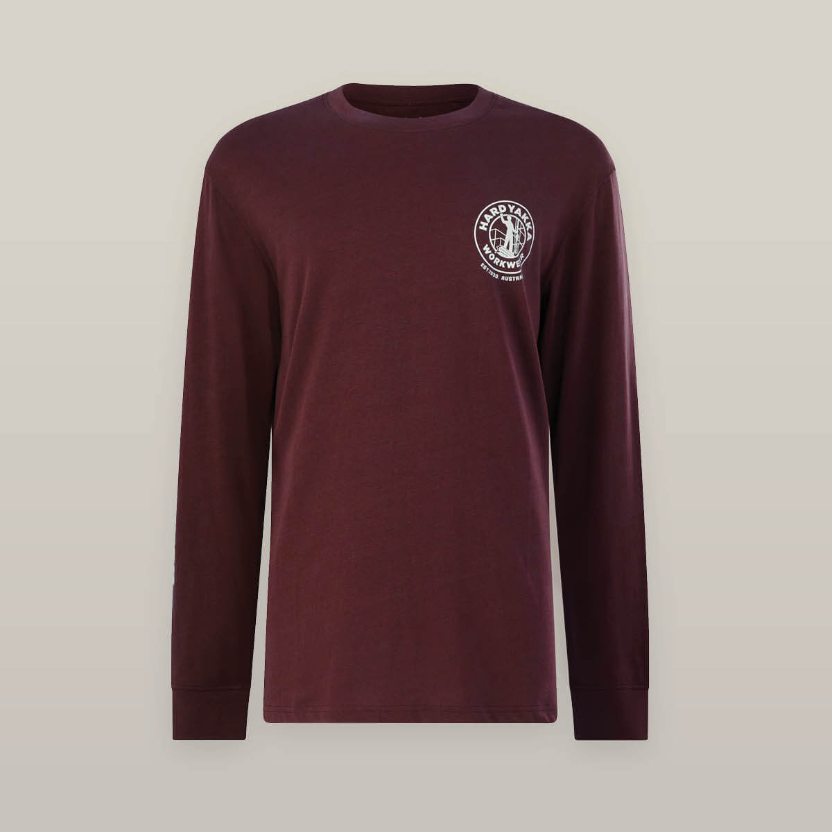 Hard Yakka Heritage Long Sleeve Red T-Shirt | Men's Long Sleeve Tee